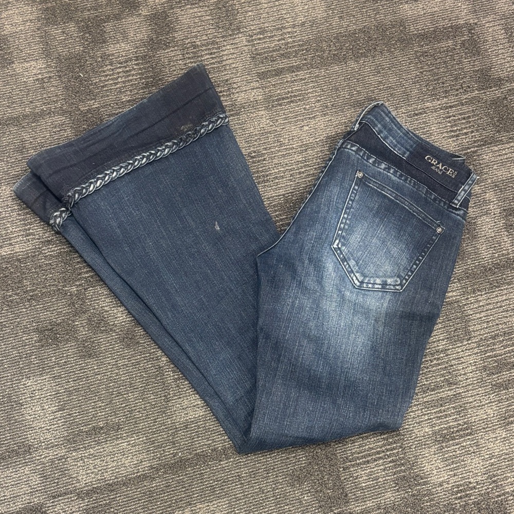 Grace in LA Flare Women's Dark Blue Flare Jeans
